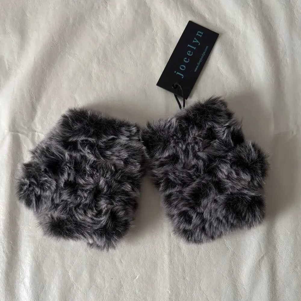 New Jocelyn Snowtop Faux Fur Knitted Mandy Mittens One Size
